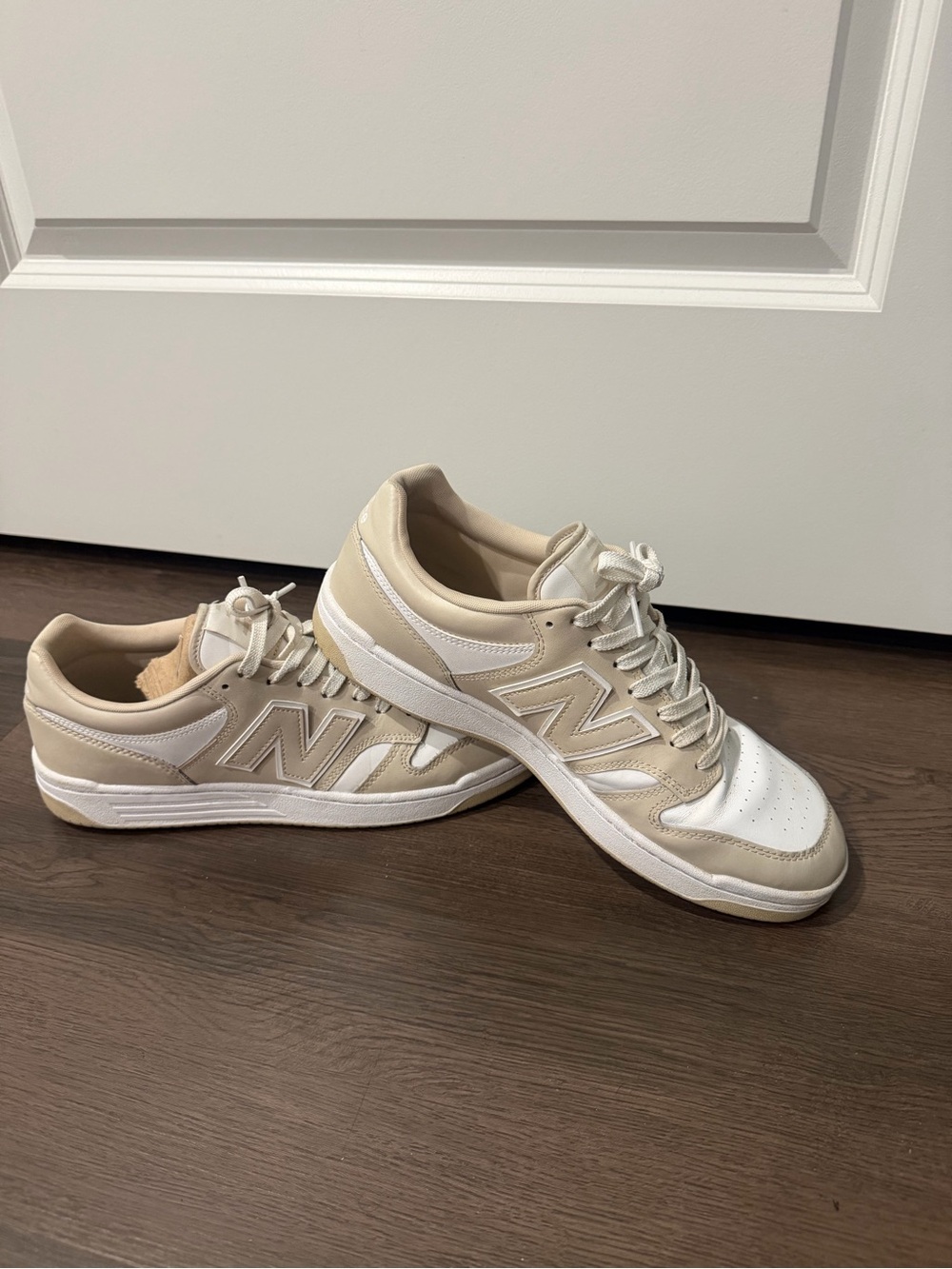 New Balance Men’s  Beige and White Low-Top Sneakers
